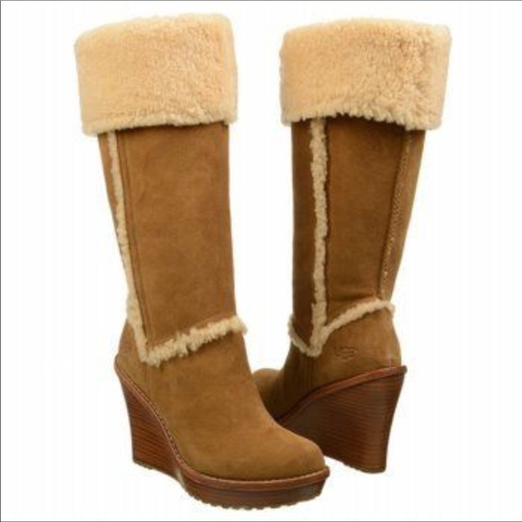 Ugg Aubrie Chestnut Suede Wedge Boots 